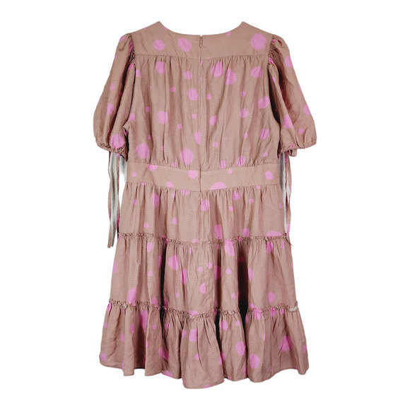 TED BAKER Stefina Dot Print Tiered Ruffle Minidress Size 14 New Pink Fit & Flare - Picture 7 of 14